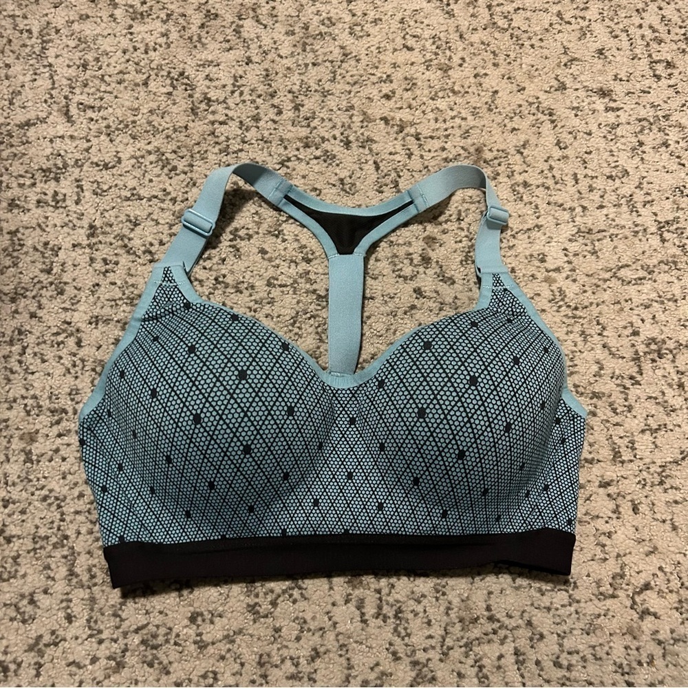 Victoria Sport Blue & Black Circular Print Padded Sports Bra Size 32C